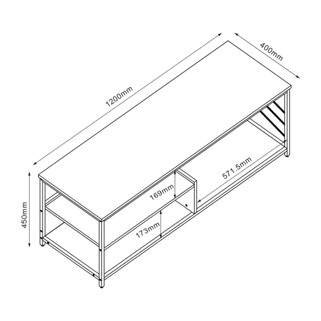 Rack Para Tv Industrial Mdf/metal Premium+Estantes Beige®