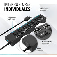 Hub Usb Treqa 7 Puertos Cable 40cm Resistente Y Seguro®
