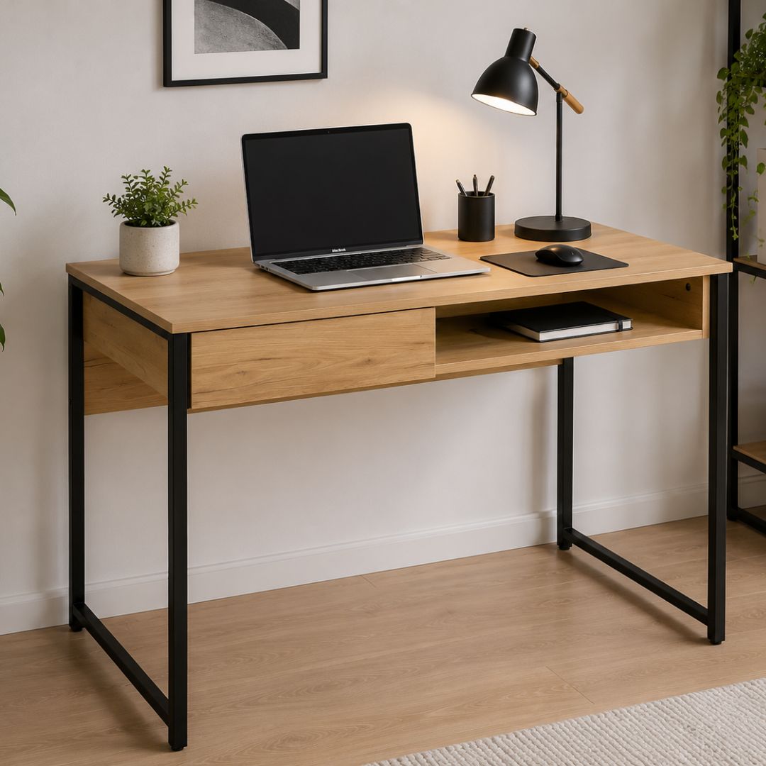 Escritorio Industrial Premium Mdf/metal Con Cajón Estante®