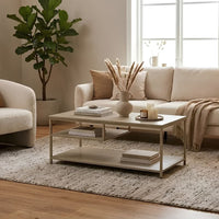 Mesita Ratona Estilo Industrial Mdf/metal Beige Con Estante®