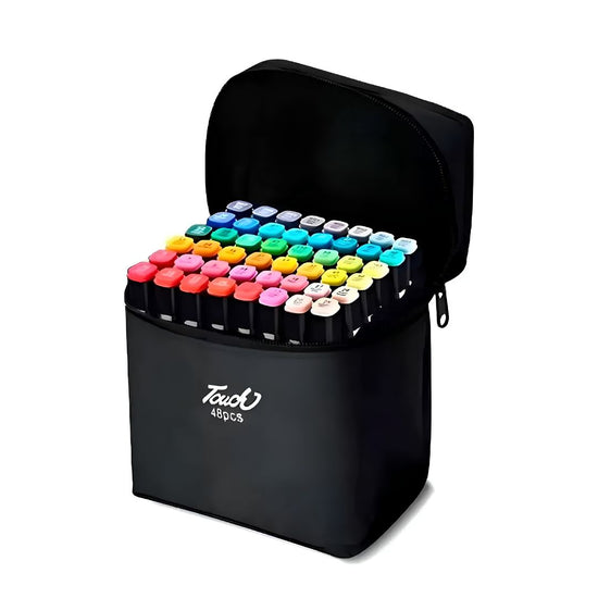 Set 48 Marcadores Doble Punta Multicolor Para Dibujar+Funda®