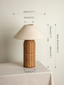 Lampara Luminaria De Mesa Alta En Ratán Pantalla Textil®