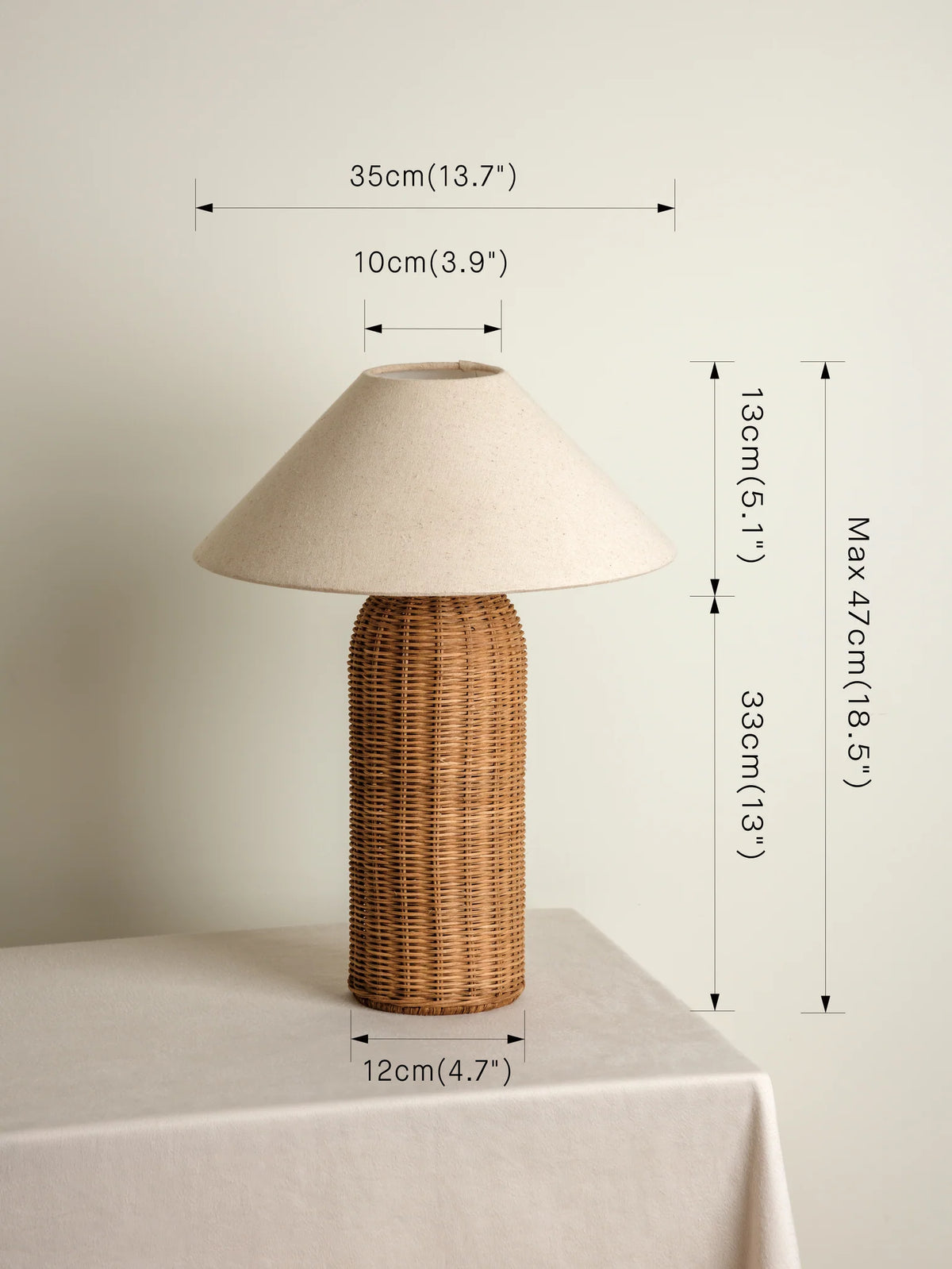Lampara Luminaria De Mesa Alta En Ratán Pantalla Textil®