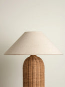 Lampara Luminaria De Mesa Alta En Ratán Pantalla Textil®