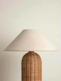 Lampara Luminaria De Mesa Alta En Ratán Pantalla Textil®