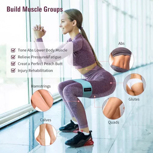 Set De 3 Mini Bandas Elásticas De Tela. Resistencia, Fitness